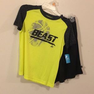 The Beast 2 piece Shorts & Shirt set NEW Size 7 yellow/Black Uni-Sex Sports Set